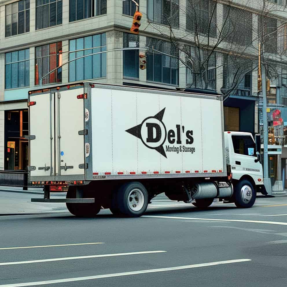 Del's Moving logo (DM)