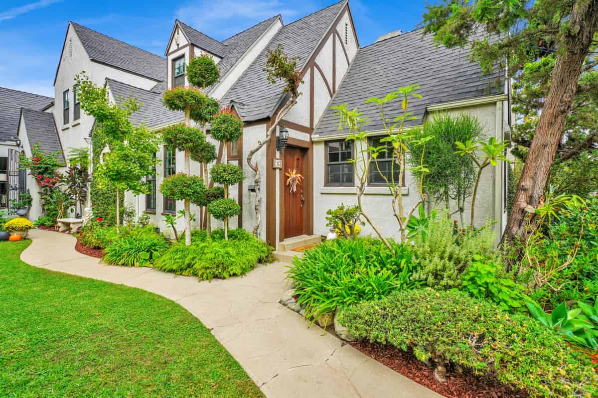 a home with a front yard and landscaping
